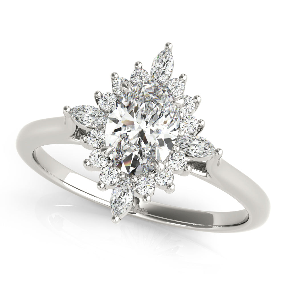 Oval Halo Diamond Engagement Ring 6x4mm Setting