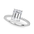Emerald Cut Diamond Engagement Ring with Hidden Halo 3.8 Carat