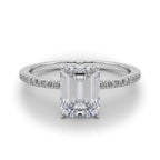 Emerald Cut Diamond Engagement Ring with Hidden Halo 3.8 Carat