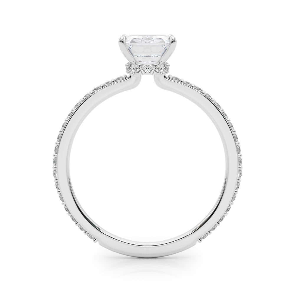 Emerald Cut Diamond Engagement Ring with Hidden Halo 3.8 Carat
