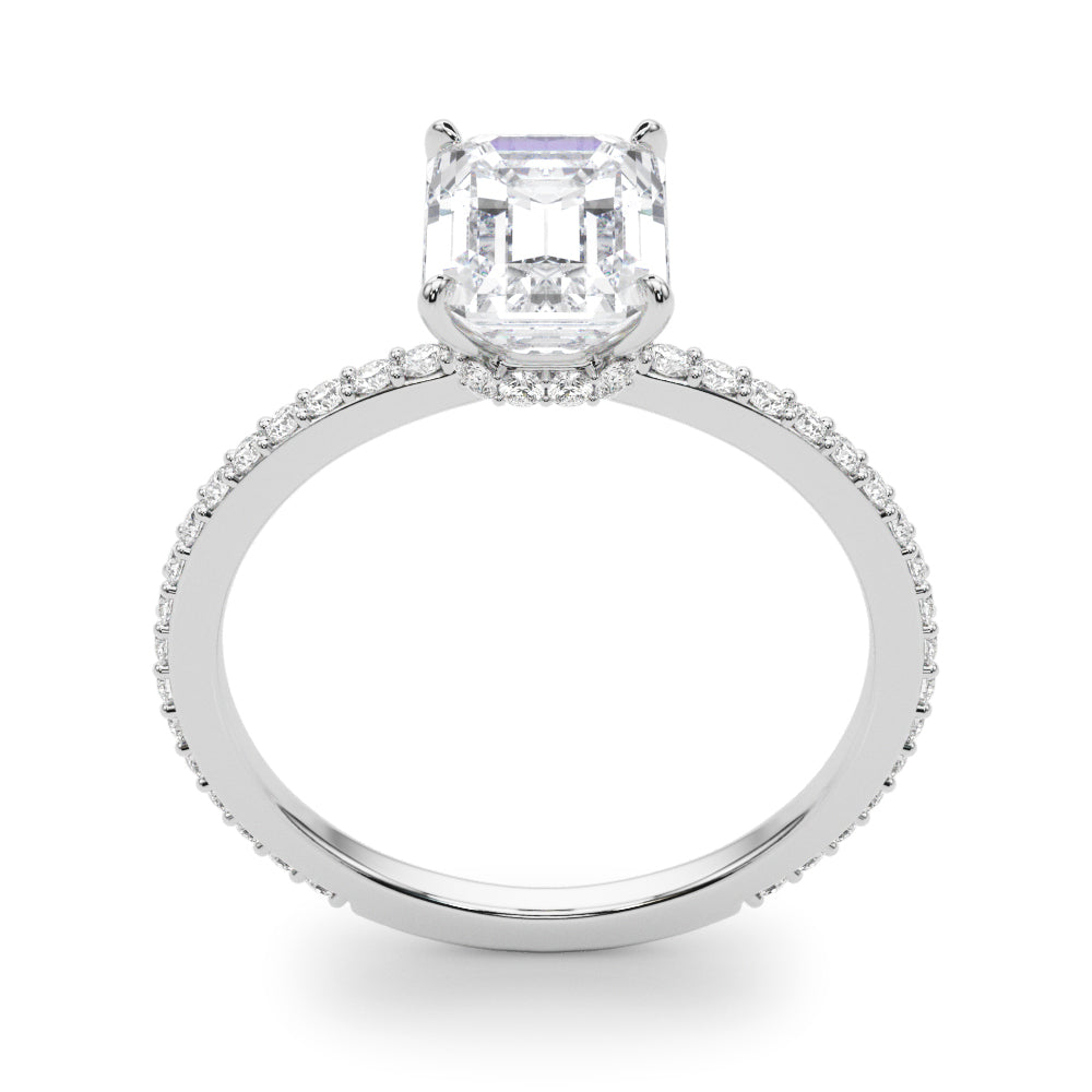 Emerald Cut Diamond Engagement Ring with Hidden Halo 3.8 Carat