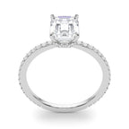 Emerald Cut Diamond Engagement Ring with Hidden Halo 3.8 Carat