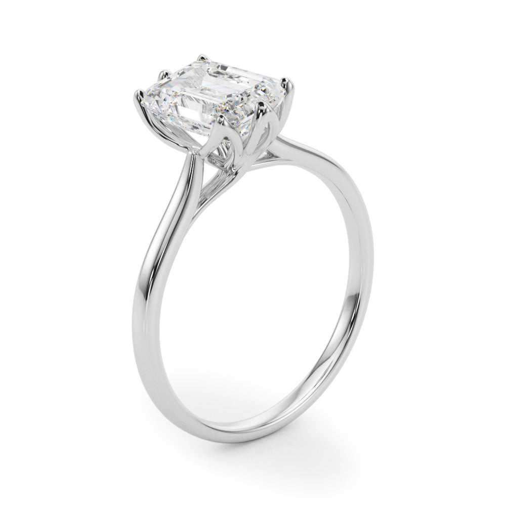 Emerald Cut Diamond Engagement Ring 6-Prong Floral Setting 1.0 Carat