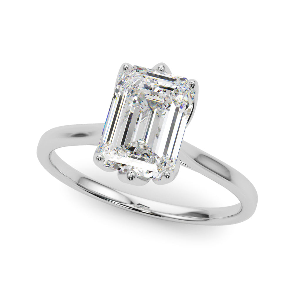 Emerald Cut Diamond Engagement Ring 6-Prong Floral Setting 1.0 Carat
