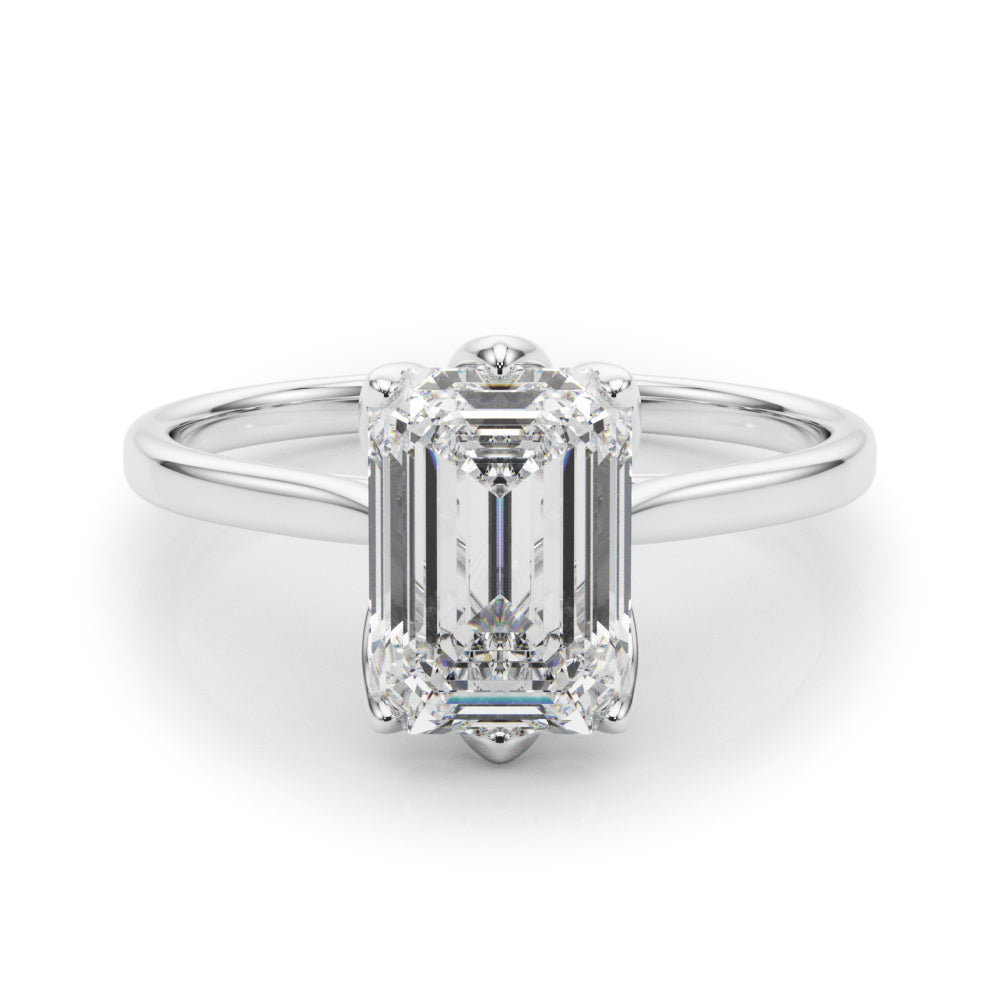 Emerald Cut Diamond Engagement Ring 6-Prong Floral Setting 1.0 Carat