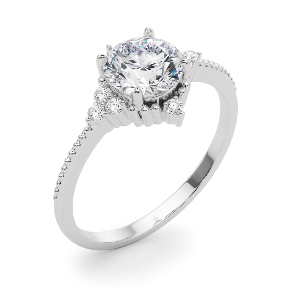 Round Cluster Accent Engagement Ring