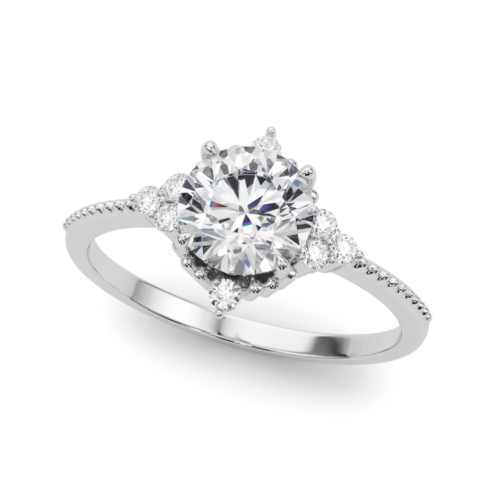 Round Cluster Accent Engagement Ring