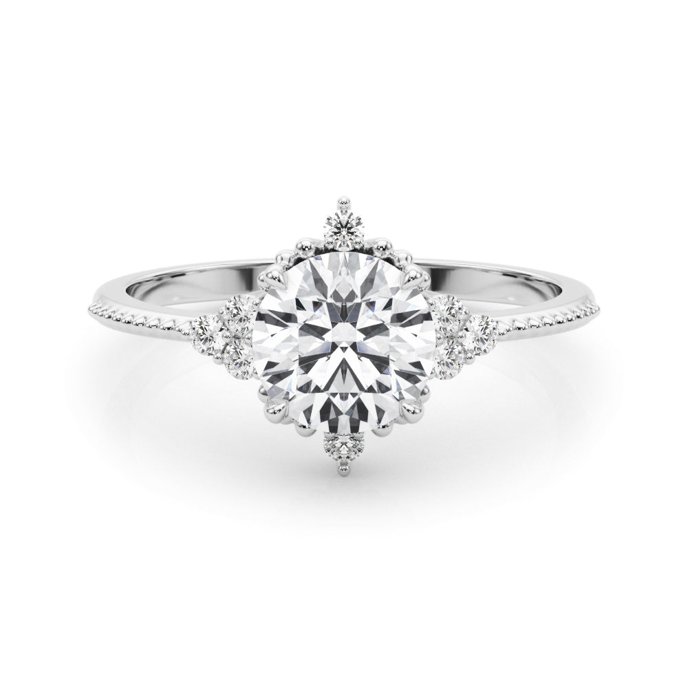 Round Cluster Accent Engagement Ring