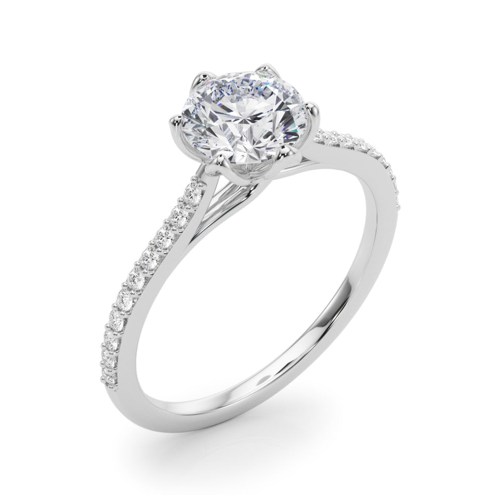 6-Prong Single Row Round Diamond Engagement Ring