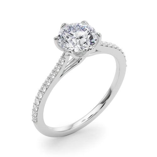 6-Prong Single Row Round Diamond Engagement Ring