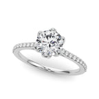 6-Prong Single Row Round Diamond Engagement Ring