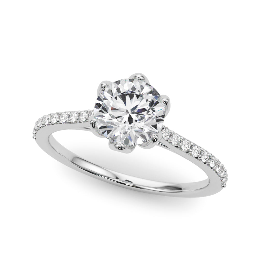 6-Prong Single Row Round Diamond Engagement Ring