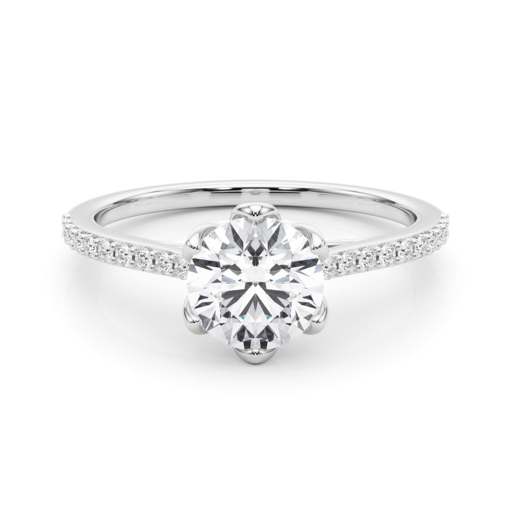 6-Prong Single Row Round Diamond Engagement Ring