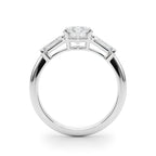 Round Diamond Three Stone Engagement Ring with Tapered Baguette Sides