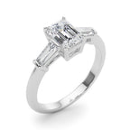 Emerald Cut Diamond Engagement Ring with Tapered Baguette Sides