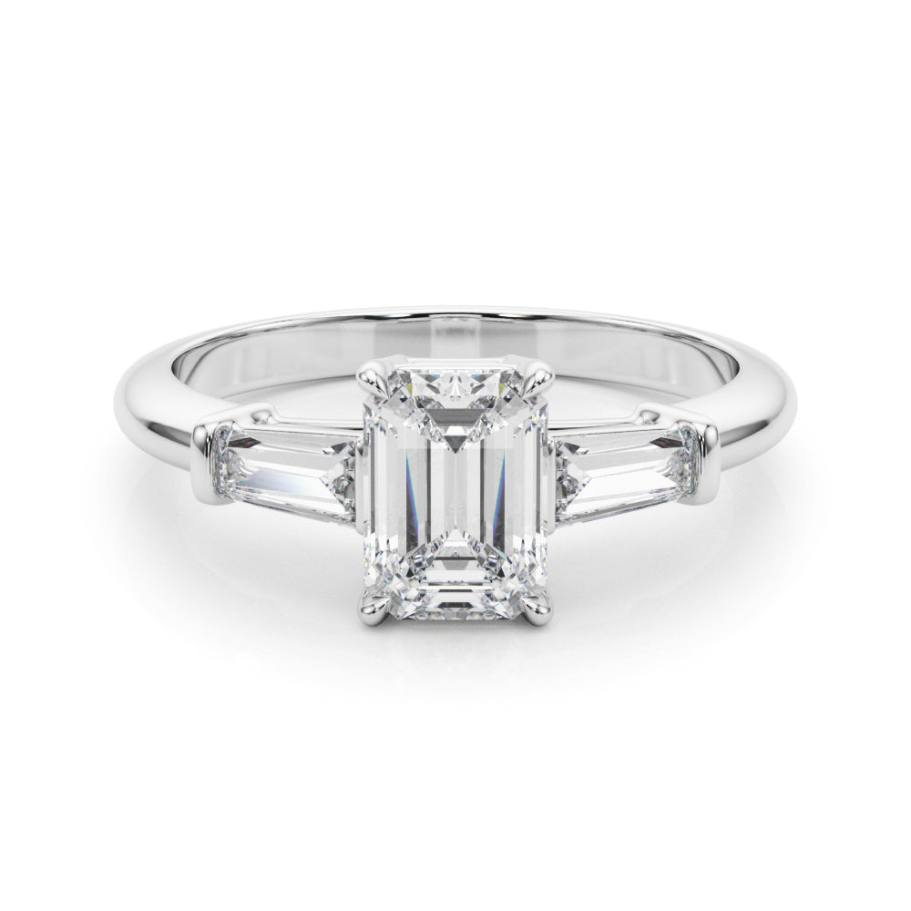 Emerald Cut Diamond Engagement Ring with Tapered Baguette Sides