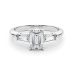 Emerald Cut Diamond Engagement Ring with Tapered Baguette Sides