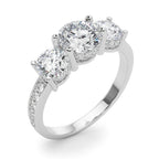 Three Stone Hidden Halo Diamond Engagement Ring
