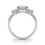 Three Stone Hidden Halo Diamond Engagement Ring