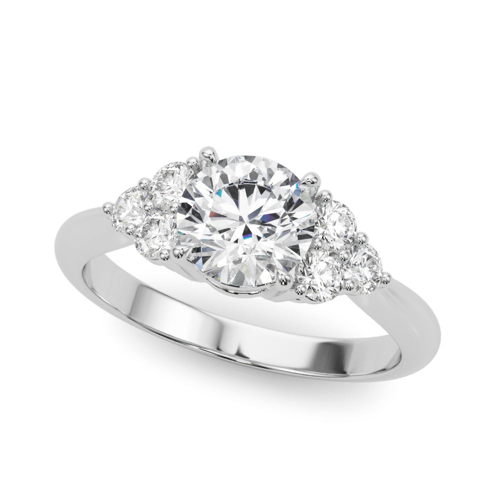 Round Cluster Accent Engagement Ring