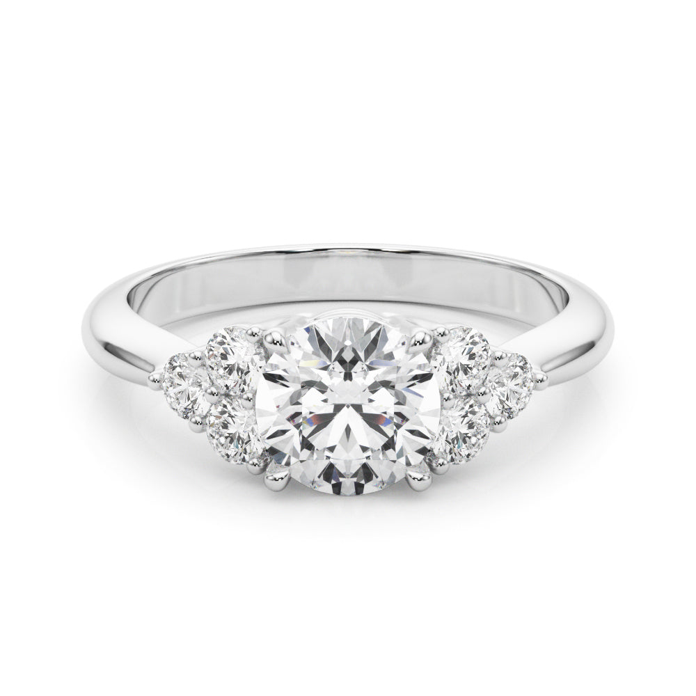 Round Cluster Accent Engagement Ring