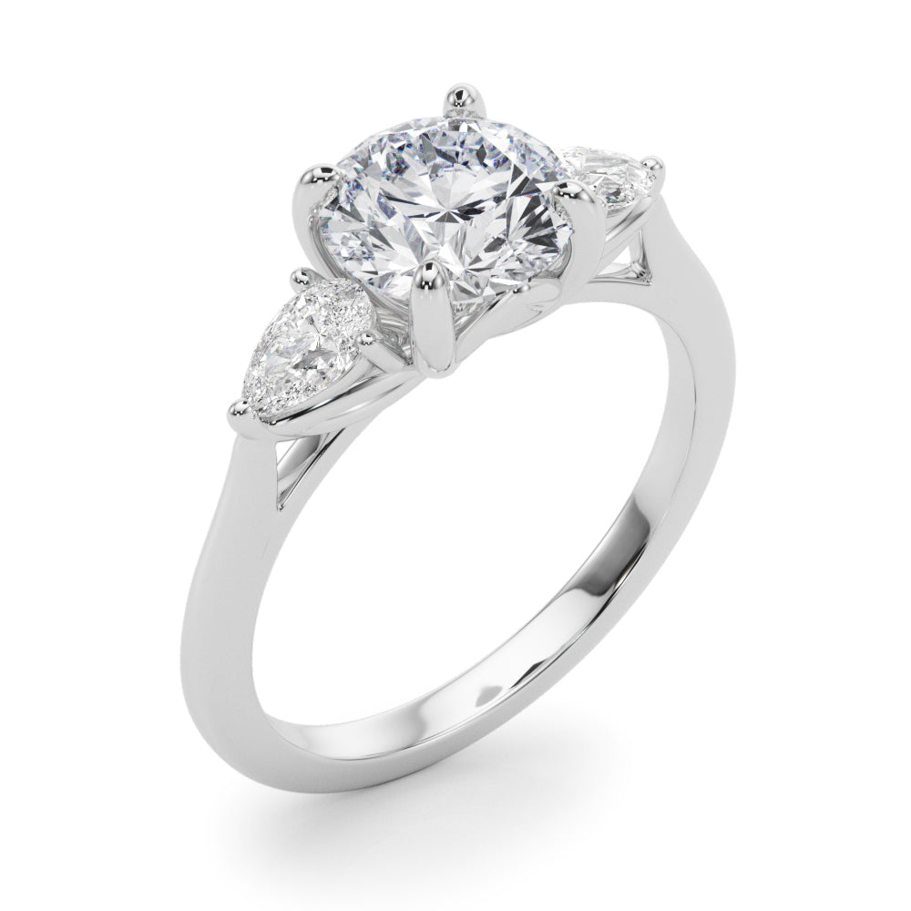 Round Diamond Three Stone Engagement Ring