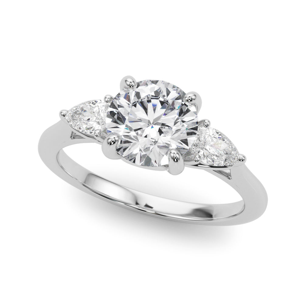 Round Diamond Three Stone Engagement Ring