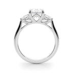 Three Stone Oval Diamond Engagement Ring with Pear Accents