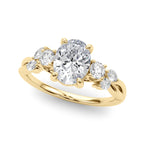Scattered Oval Diamond Engagement Ring