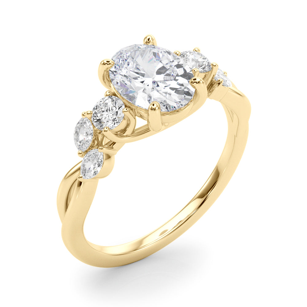 Scattered Oval Diamond Engagement Ring