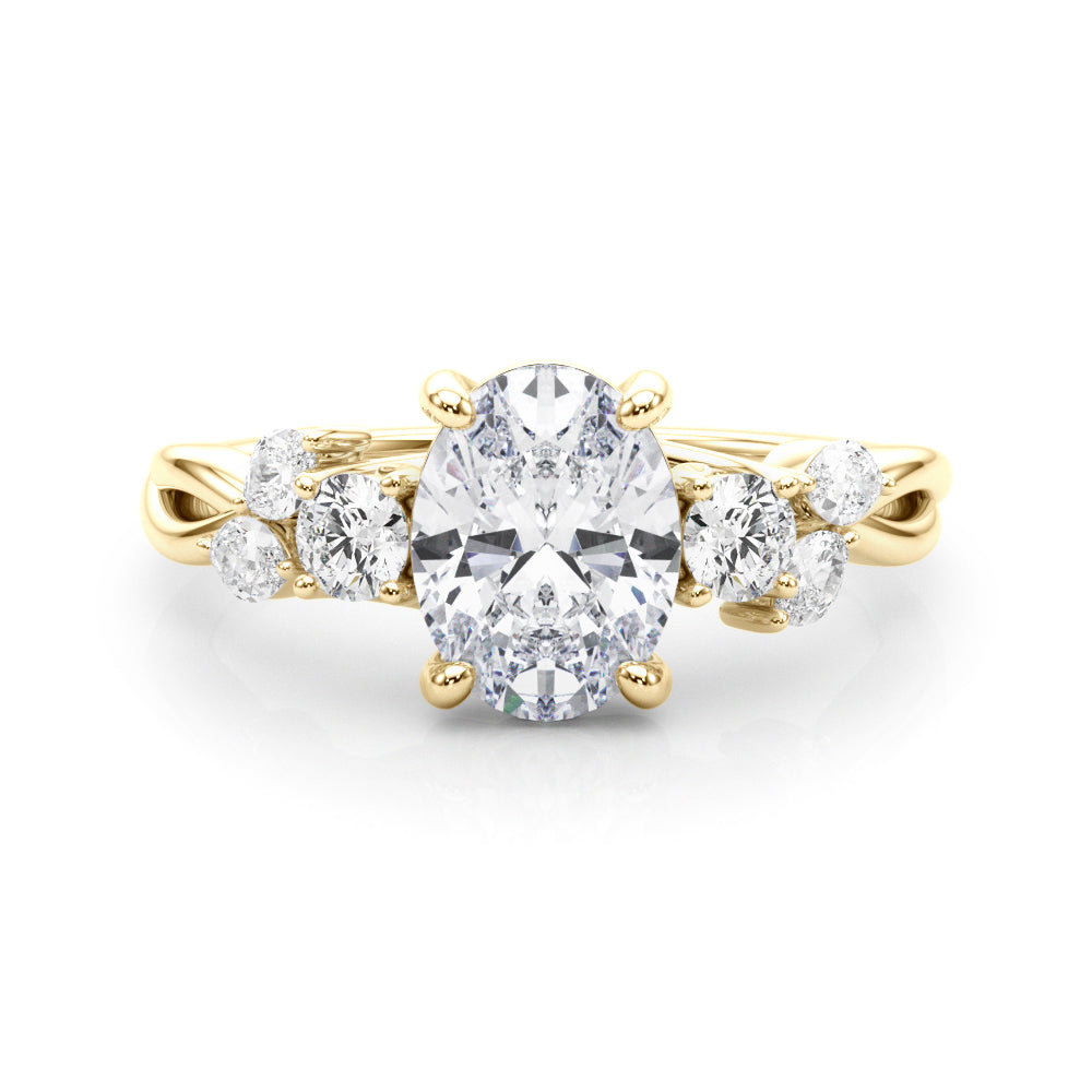 Scattered Oval Diamond Engagement Ring