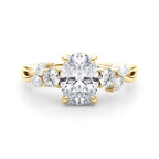 Scattered Oval Diamond Engagement Ring