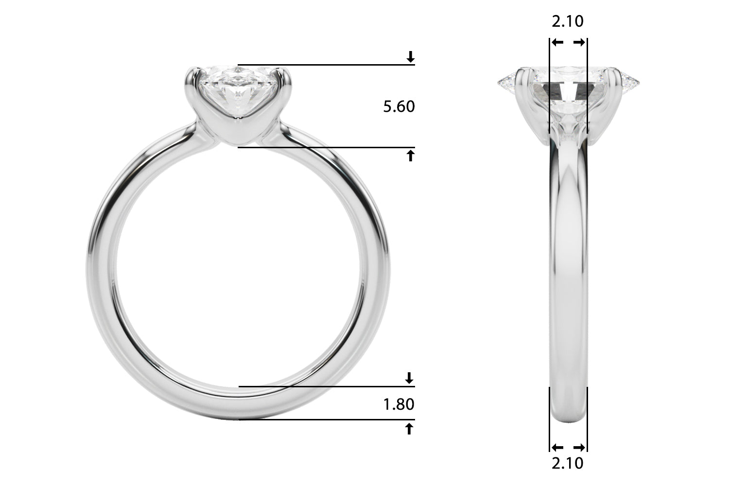 Oval Solitaire Engagement Ring 8x6mm