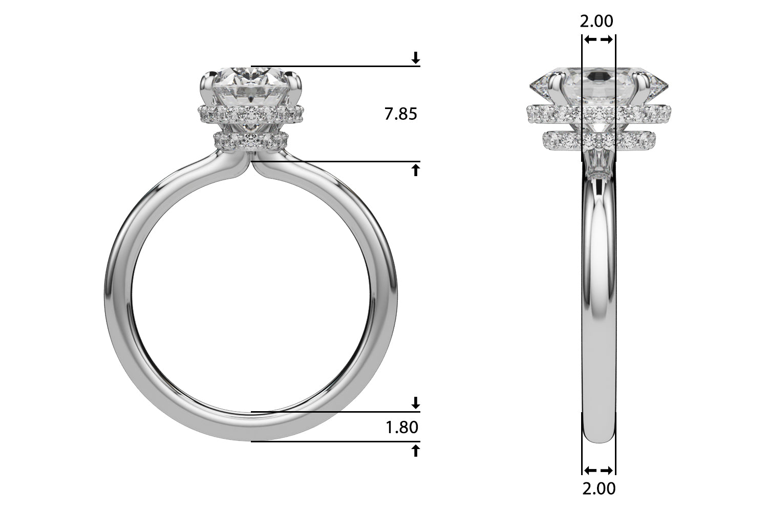Double Hidden Halo Oval Engagement Ring