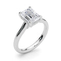 Emerald Cut Diamond Engagement Ring with Hidden Halo 1.0 Carat