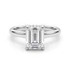 Emerald Cut Diamond Engagement Ring with Hidden Halo 1.0 Carat