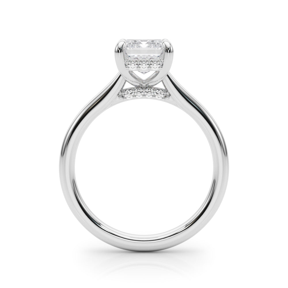 Emerald Cut Diamond Engagement Ring with Hidden Halo 1.0 Carat