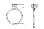 Emerald Cut Diamond Engagement Ring with Hidden Halo 1.0 Carat