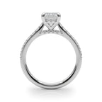 Emerald Cut Diamond Engagement Ring with Hidden Halo Prong Setting 1.0 Carat