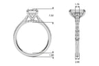 Emerald Cut Diamond Engagement Ring with Hidden Halo Prong Setting 1.0 Carat