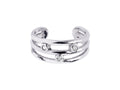 Triple Line Cubic Zirconia Open Toe Ring in Rhodium Sterling Silver