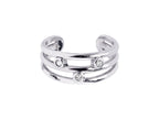 Triple Line Cubic Zirconia Open Toe Ring in Rhodium Sterling Silver