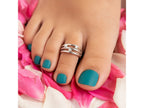 Triple Line Cubic Zirconia Open Toe Ring in Rhodium Sterling Silver