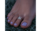 Triple Line Cubic Zirconia Open Toe Ring in Rhodium Sterling Silver