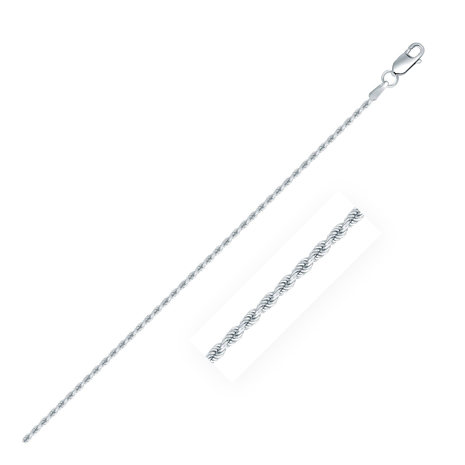 Sterling Silver Diamond Cut Rope Chain Necklace