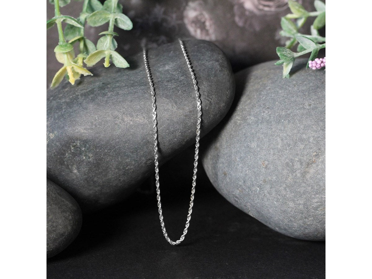 Sterling Silver Diamond Cut Rope Chain Necklace