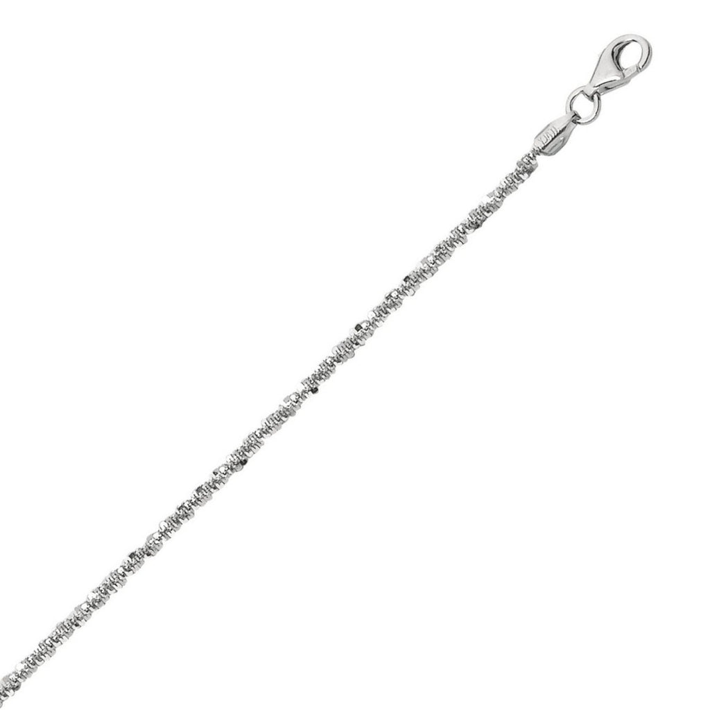 Rhodium-Plated Sparkle Chain Anklet