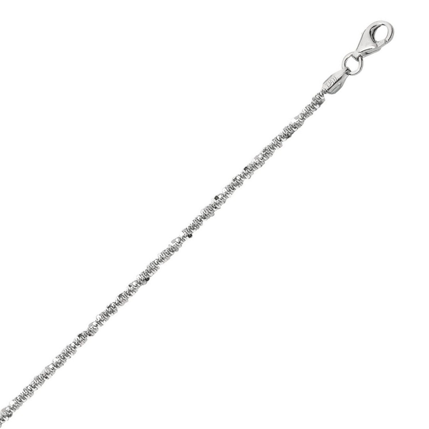 Rhodium-Plated Sparkle Chain Anklet