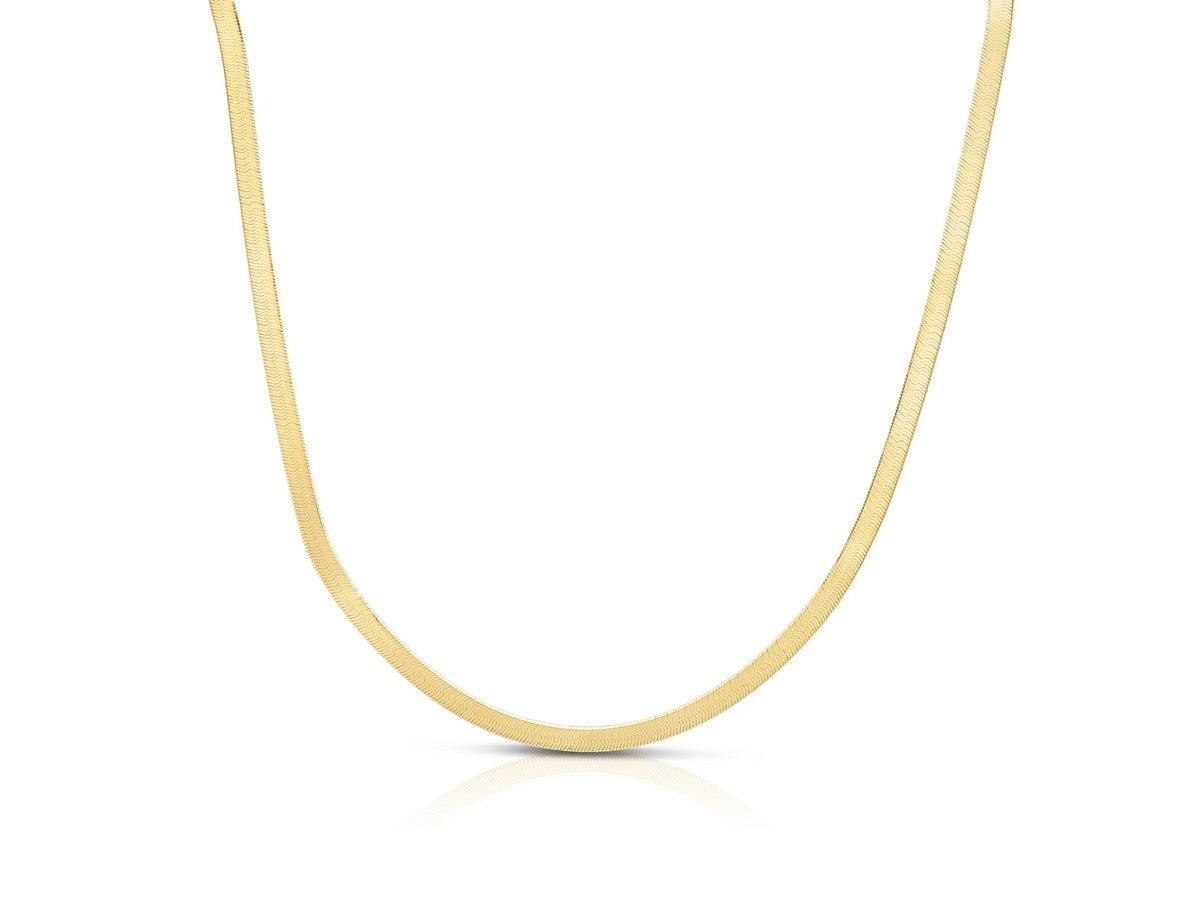 Yellow Gold Plated Imperial Herringbone Chain Necklace
