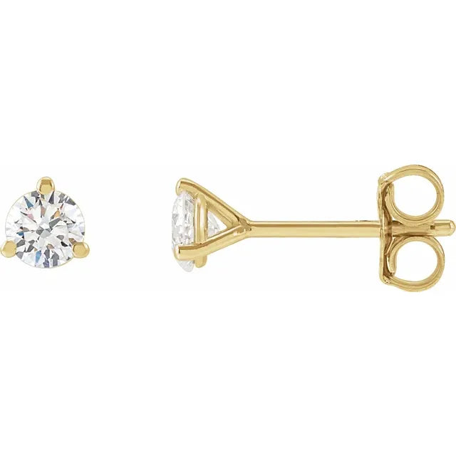 14KT Yellow Gold 1/8 CTW Lab-Grown Diamond Stud Earring